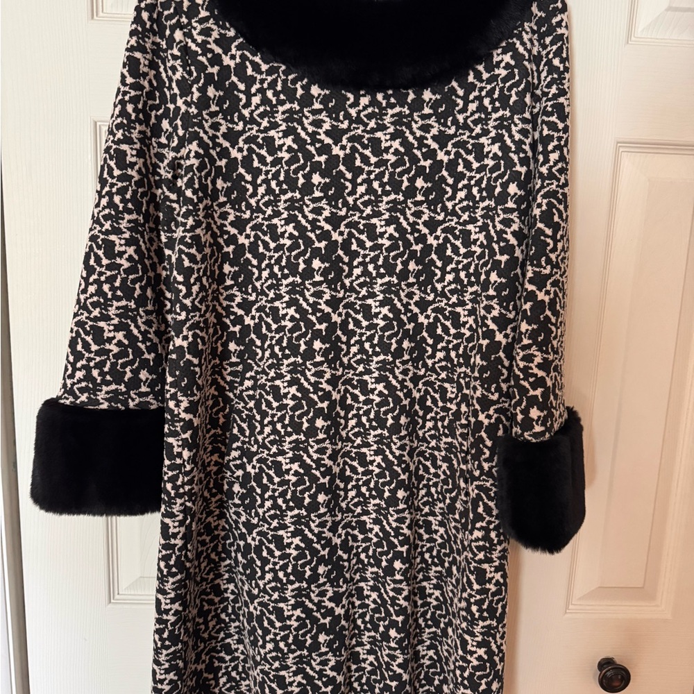 Tyler Boe Black and White Long Sleeve Sweater Dress